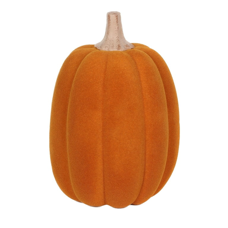 Harvest Orange Flocked Pumpkin Decoration, 13 in, by Way To Celebrate | Walmart (US)