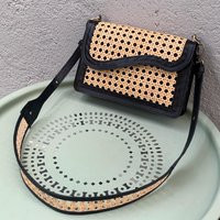 Womens Bag, Handmade Rattan & Leather Crossbody Bag Black | Etsy (US)