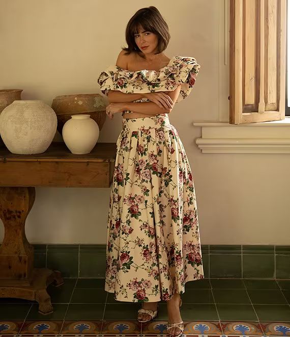 x The Style Bungalow Miraflores High Waist Pleated Floral Print Skirt | Dillard's