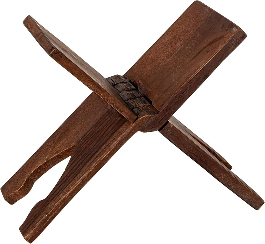 Creative Co-Op Reclaimed Wood Vintage Reproduction Oversized Folding Book Holder, Stained Finish | Amazon (US)