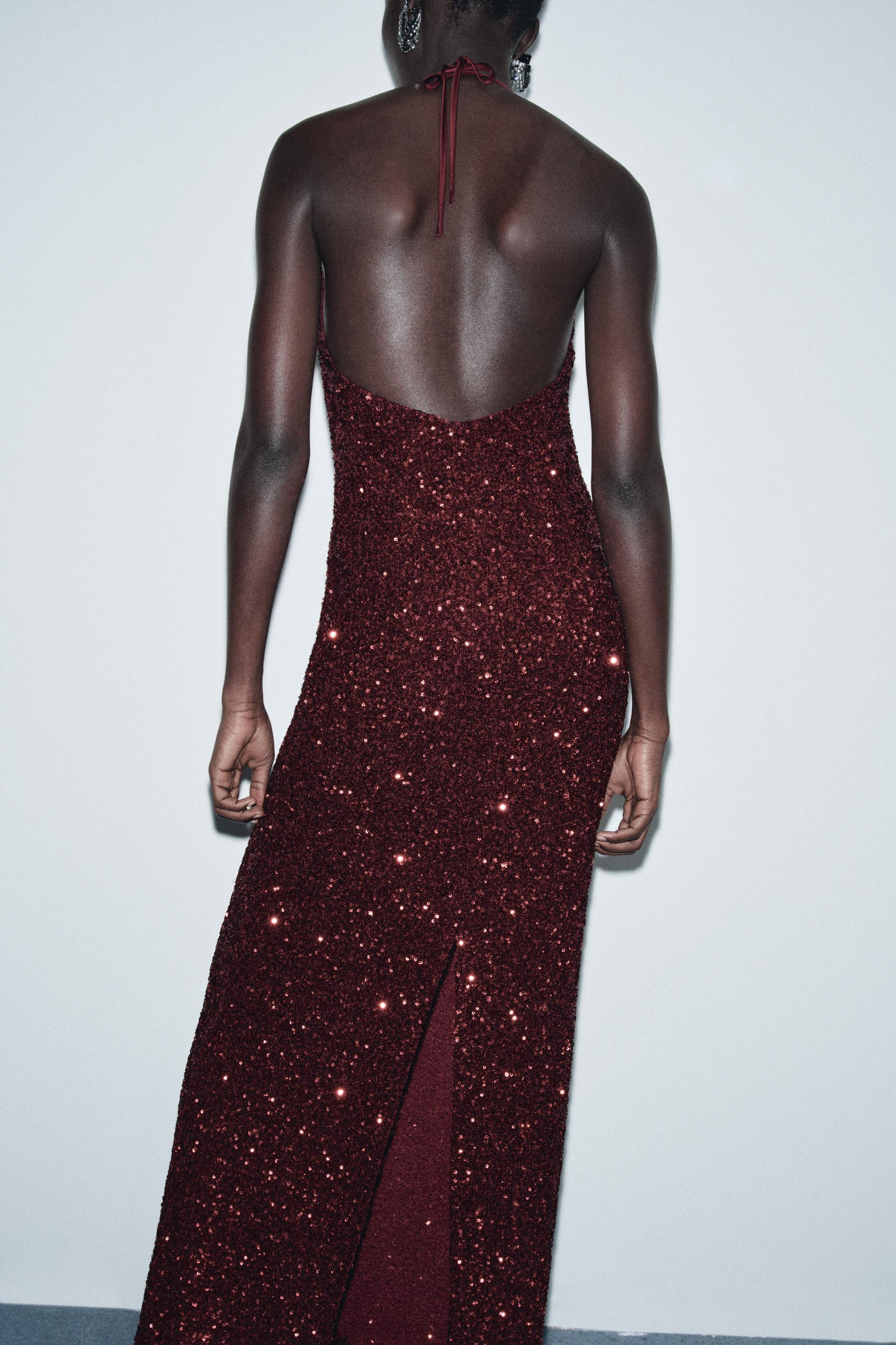 SEQUIN V-NECK DRESS | Zara US