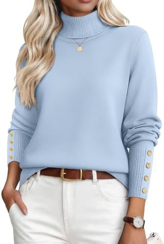 Zeagoo Womens Turtleneck Sweater Long Sleeve Pullover Fall Basic Jumper Top | Dressy Casual Loose... | Amazon (US)