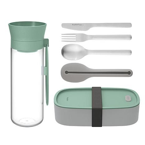 BergHOFF Leo Green Bento Box with Flatware and Water Bottle Lunch Set - 9163981 | HSN | HSN