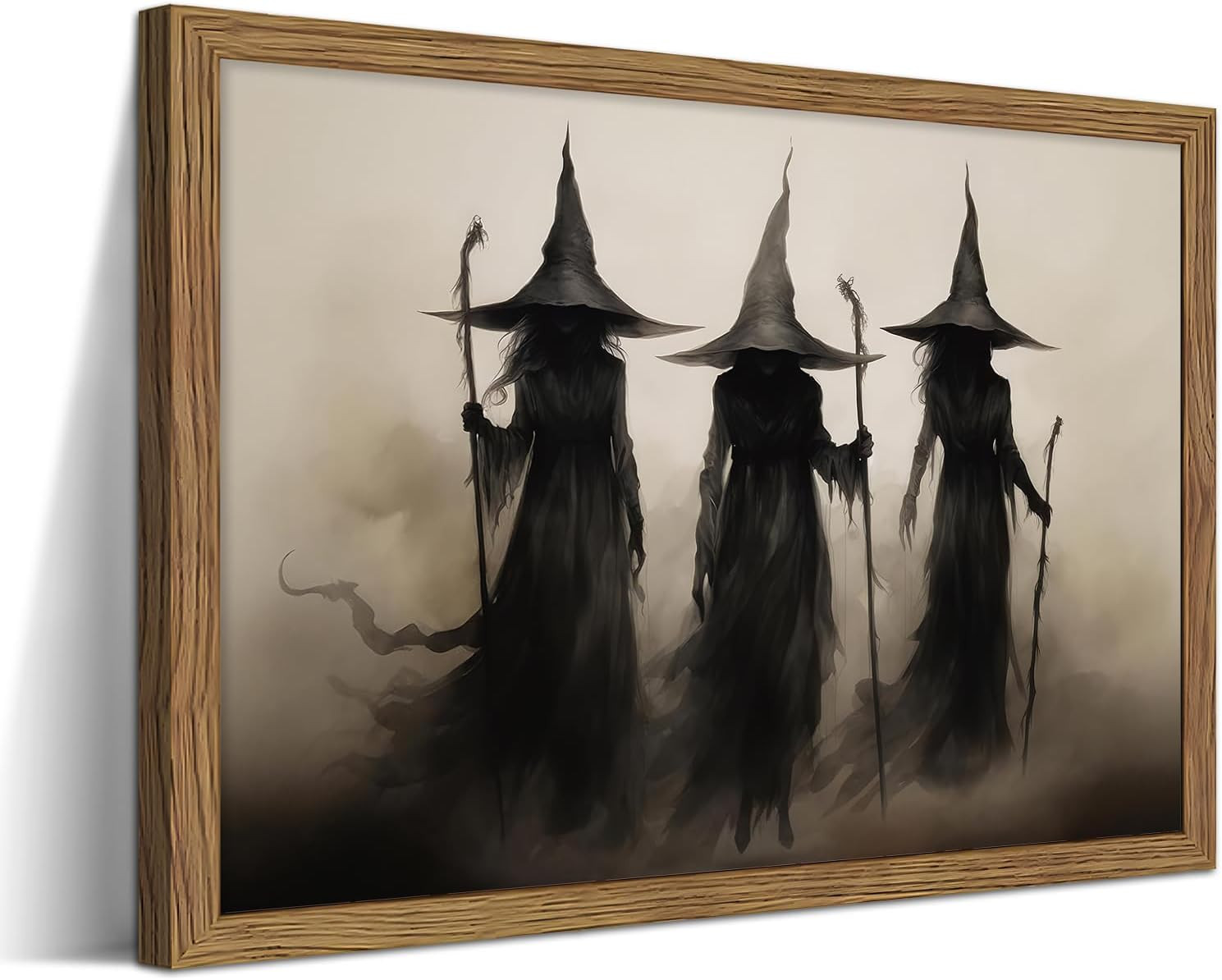 Framed Halloween Witchy Wall Art, Dark Academia Gothic Witch Canvas Wall Decor Paintings, Vintage Creepy Victorian Artwork Aesthetic Poster Prints Picture for Living Room Bedroom 16x24 Inch | Amazon (US)