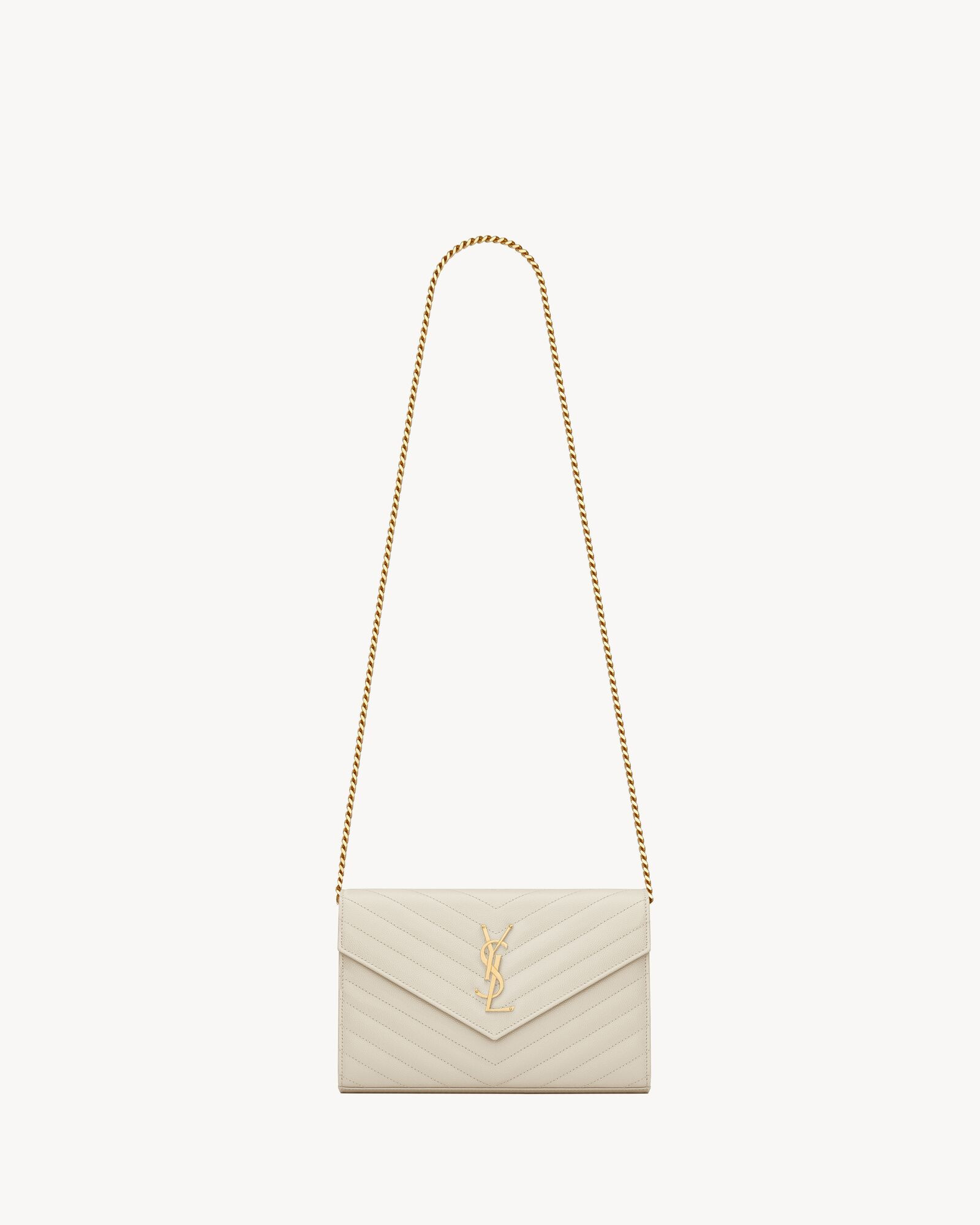 CLASSIC CASSANDRE CHAIN WALLET IN GRAIN DE POUDRE LEATHER | Saint Laurent Inc. (Global)