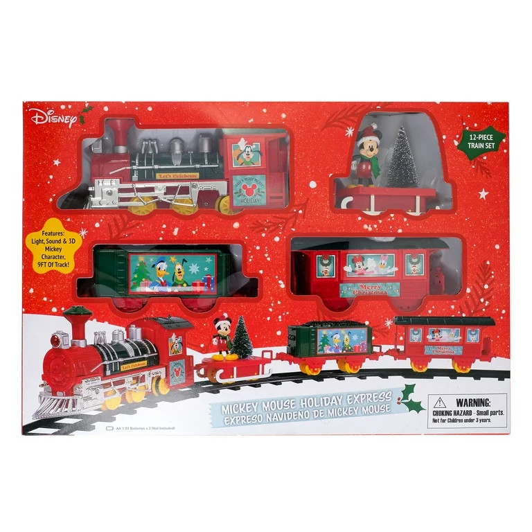 Disney Mickey Mouse Christmas Train Set, 12 Piece, Red Plastic, by Ruz | Walmart (US)