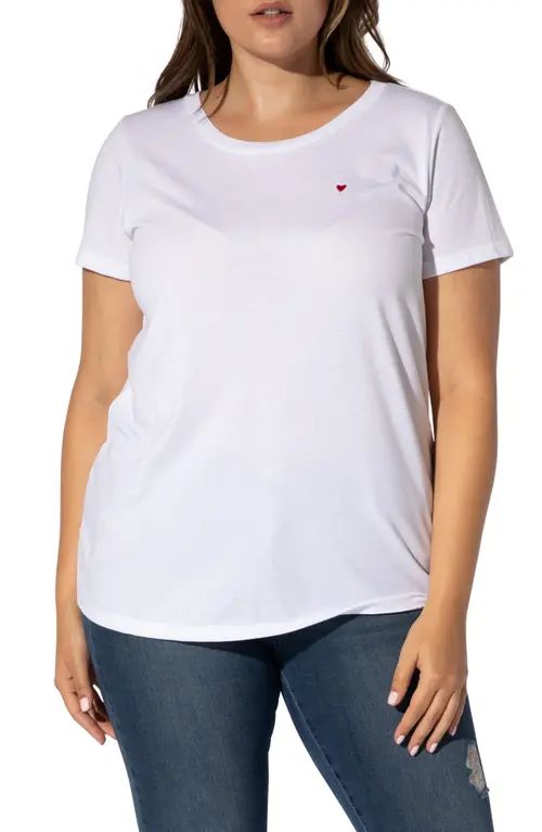 Sub_Urban Riot Heart Embroidered T-Shirt in White at Nordstrom, Size 1X | Nordstrom