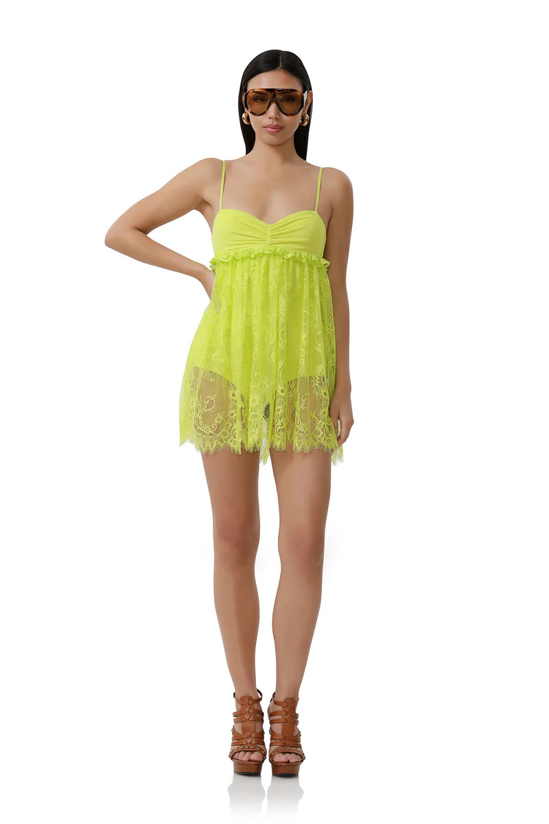 Aria Lace Dress - Lime Punch | ShopAFRM