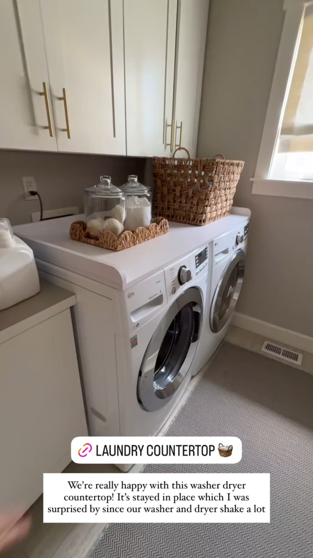 LAUNDRY COUNTERTOP! 
We're really happy with this washer dryer countertop! It's stayed in place which I was surprised by since our washer and dryer shake a lot. 

#LTKHome #LTKSummerEdit #LTKSeasonal