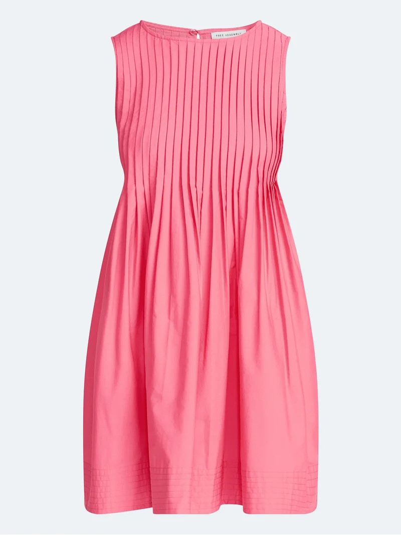 Free Assembly Women's Sleeveless Pleated Mini Dress, Sizes XS-XXL | Walmart (US)