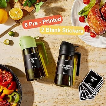 CXINYI - 16oz/470ml Olive Oil Dispenser for Kitchen with Stickers - 2 in 1 Olive Oil Sprayer for ... | Amazon (US)