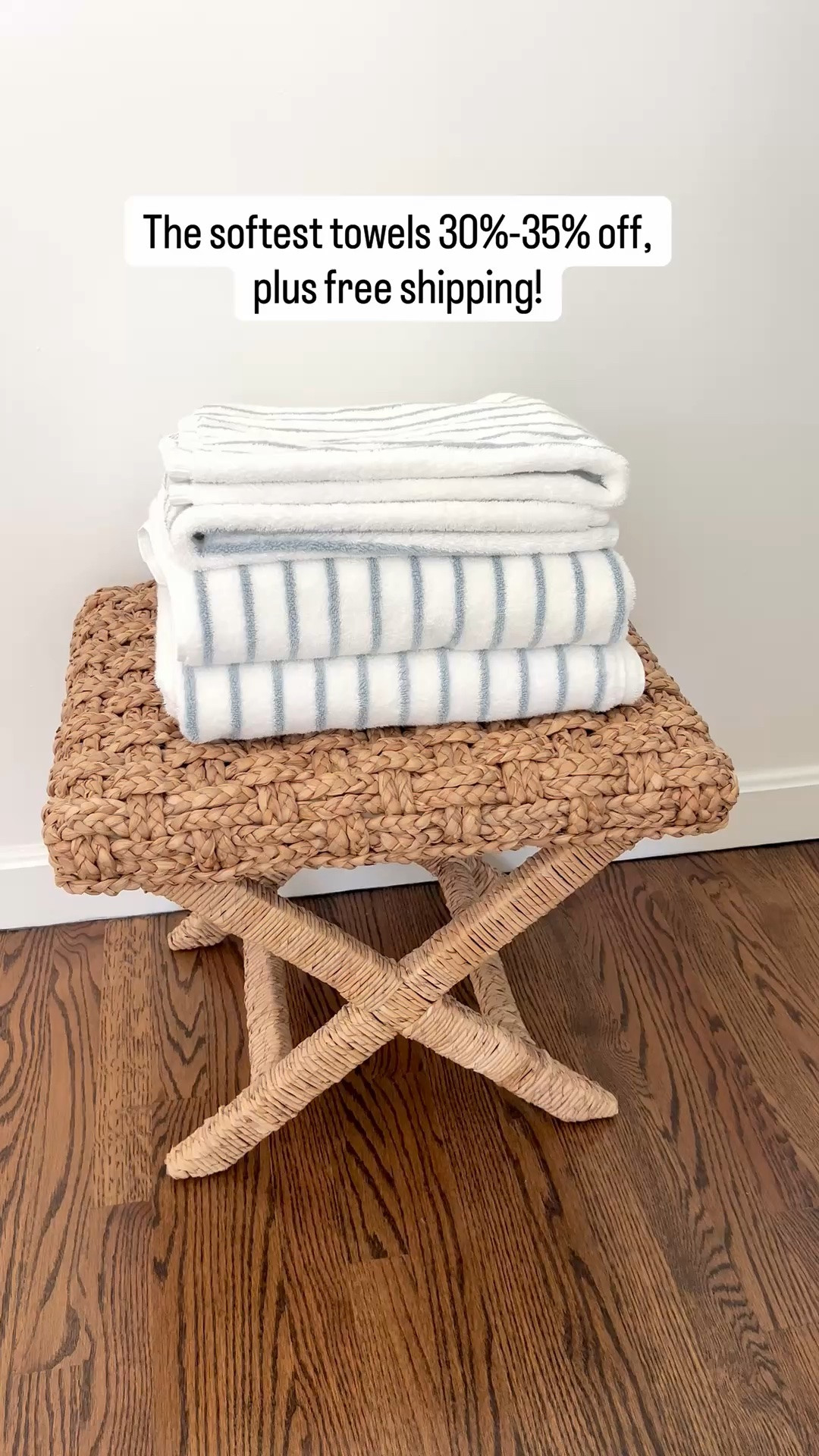 If you're bathroom could use a little refresh, I can't recommend these Turkish cotton bath towels enough! They are so soft & fluffy and are currently 30%-35% off with free shipping! 
- coastal home decor, coastal bathroom decor, bathroom ideas, bath towels, hand towels, striped bath towels, blue & white towels, white bath towels, fluffy bath towels woven stool, bench for bedroom, bathroom stool, costa x-base stool, coastal style, bedroom furniture, beach house furniture

#LTKHome #LTKSaleAlert