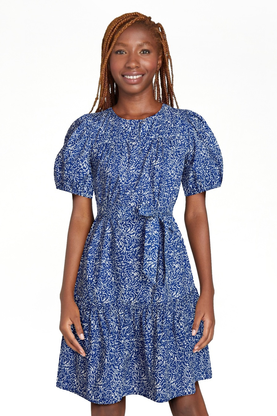 Time and Tru Women's Cotton Mini Dress with Puff Sleeves, Sizes XS-4X | Walmart (US)