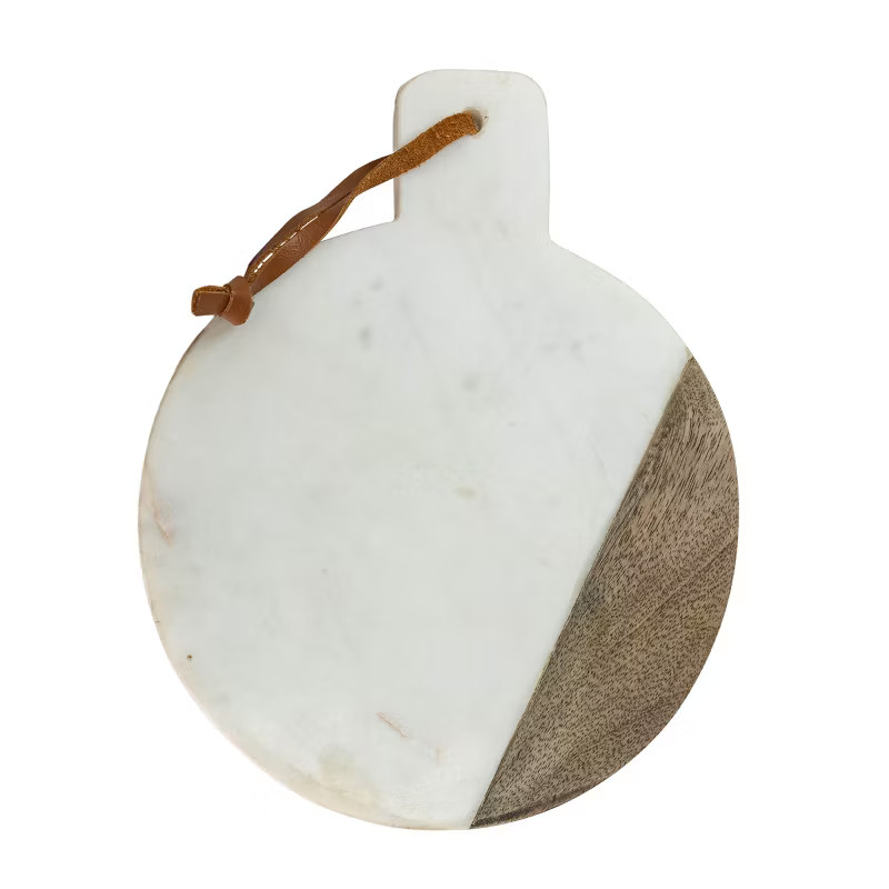 Diagonal Round Black Marble & Mango Wood Cutting Board - Foreside Home & Garden | Target