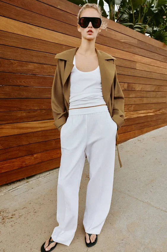 STRAIGHT TROUSERS WITH LINEN | Zara UK