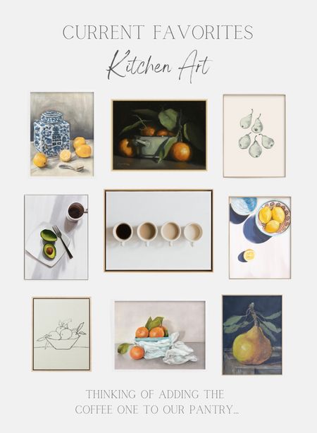 Love all of these prints for a kitchen.  Incorporating one of the citrus ones is a great way to add a pop of color in a fairly neutral kitchen.  Going to order the coffee one to our pantry…just trying to figure out if I want a small one on the countertop or a large one on the wall.  

#LTKhome