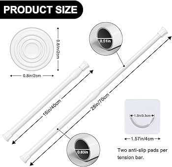 6 Pcs Curtain Rod Adjustable 16-28 Inches，5/8" Diameter， White，Small Short Expandable Sprin... | Amazon (US)