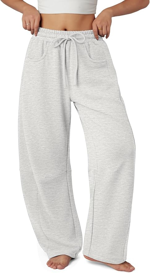 ATHMILE Barrel Sweatpants Women Fall Fashion Wide Leg Pants 2025 Baggy Lounge Comfy Flowy Sweat P... | Amazon (US)