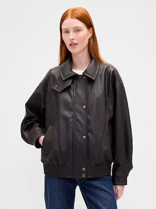 Oversized Vegan Leather Jacket | Gap (US)