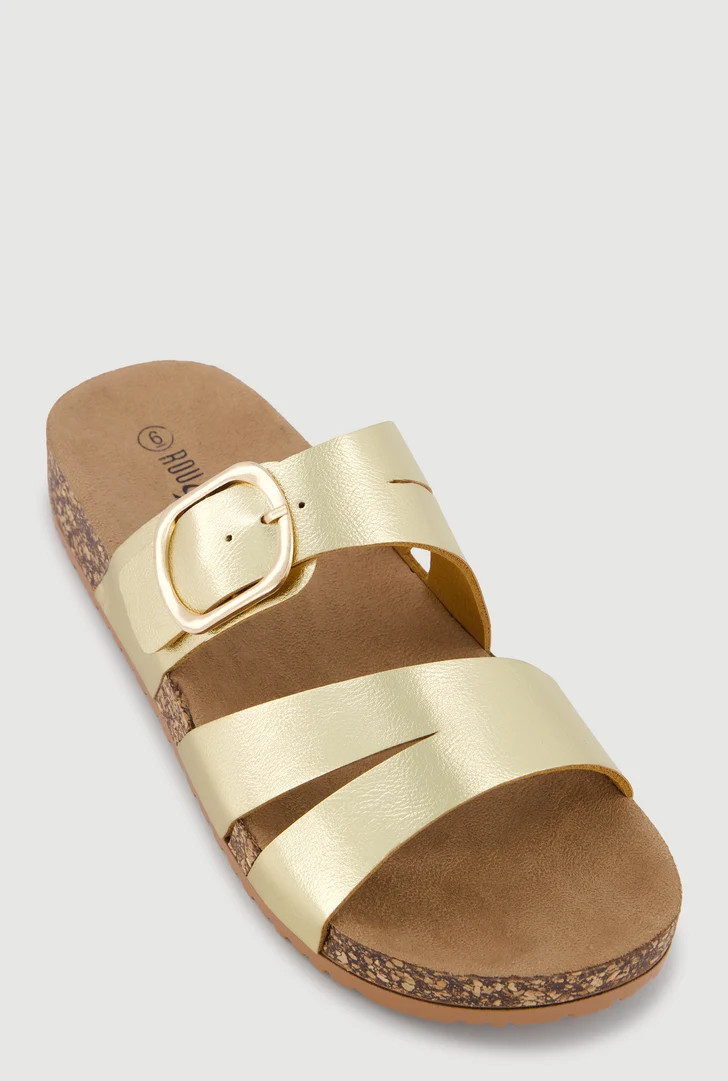 Slit Double Band Footbed Sandals | Rainbow Shops