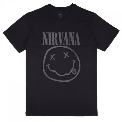Mens Nirvana Black Happy Face T-Shirt - 2XLarge | Target