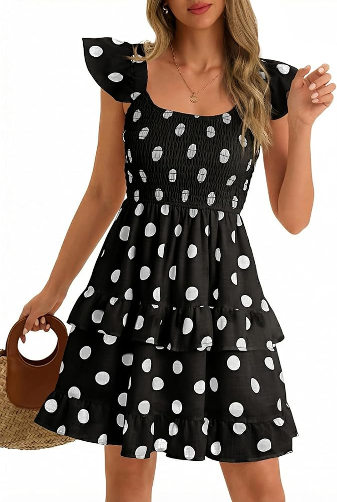 Women Summer Dresses Casual Boho Smocked Ruffle Sun Beach Babydoll Mini Dress Layered Flowy Swing... | Amazon (US)