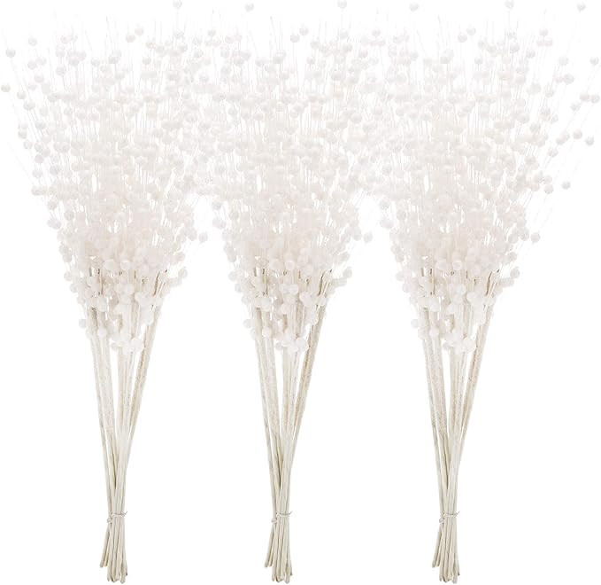 Amazon.com: Sea Team 24-Pack Artificial Glitter Berry Stem Ornaments, Decorative Bead Sticks, Gli... | Amazon (US)