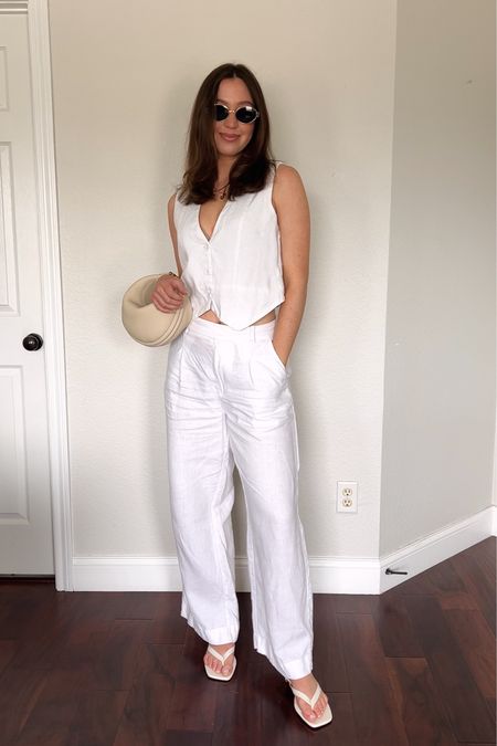 styling the summer capsule wardrobe | white linen pants, white vest, linen outfit, summer outfit, travel outfit 

#LTKSeasonal #LTKeurope #LTKfindsunder50