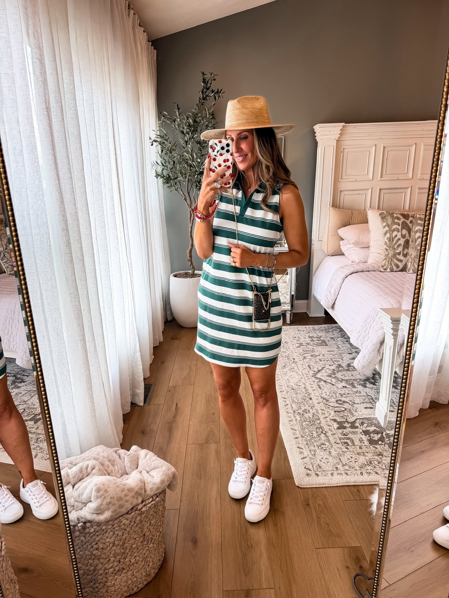 This green striped dress is such an easy summer outfit, lightweight, sporty, and perfect for everyday errands or casual days. Paired with white sneakers and a straw hat for a cute, effortless look you can wear on repeat.

striped dress, green dress outfit, casual summer outfit, sporty chic style, everyday outfit ideas, white sneakers outfit, effortless style, mom outfit, summer dress look, themominstyle

#LTKSeasonal #LTKootd #LTKActive