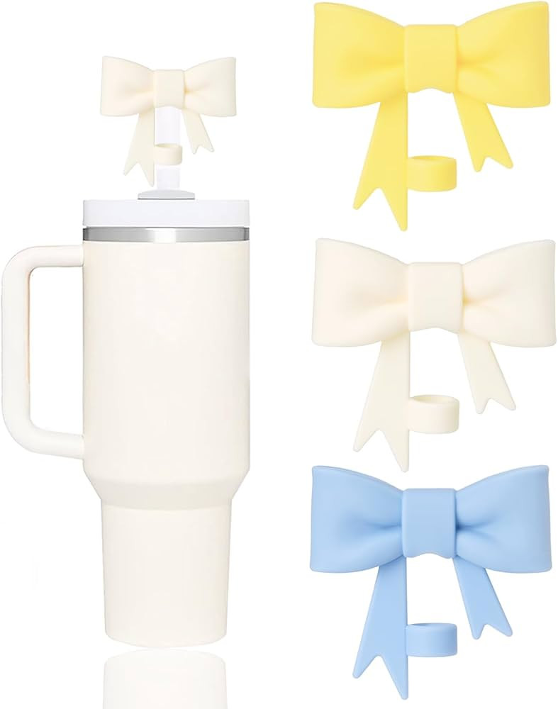 Cute Bow Straw Covers Cap Toppers Compatible with Stanley 40/30 oz Tumbler Cups,Reusable Cute Sil... | Amazon (US)