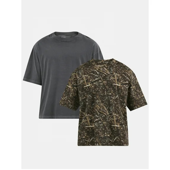 No Boundaries Men's 2-Pack Boxy Crop T-Shirt, Big & Tall | Walmart (US)