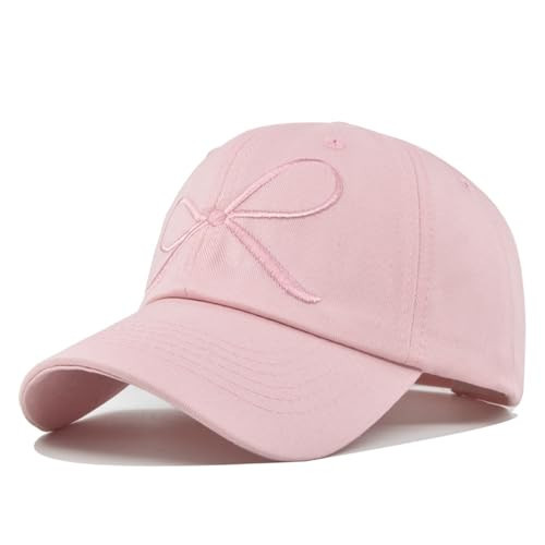 Womens Baseball Caps Bow Hat Cute Trucker Hats for Girl Fashion Gorras para Mujer Mens Embroidery Adjustable Ball Cap Light Pink | Amazon (US)