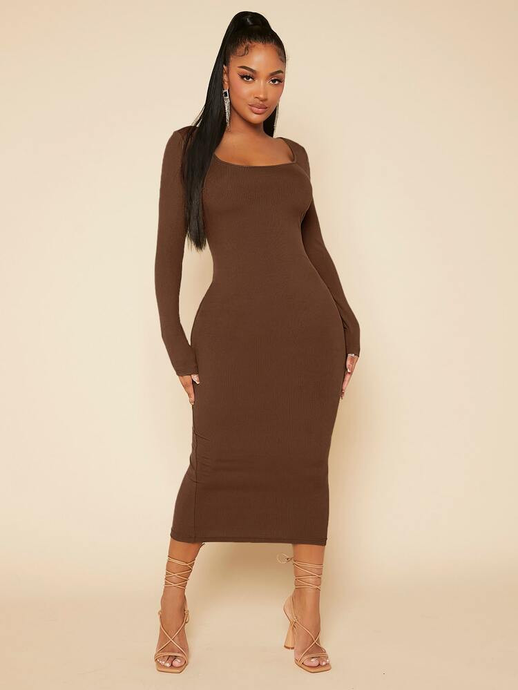 SHEIN SXY Solid Square Neck Bodycon Dress
       
              
              CA$17.99        
 ... | SHEIN
