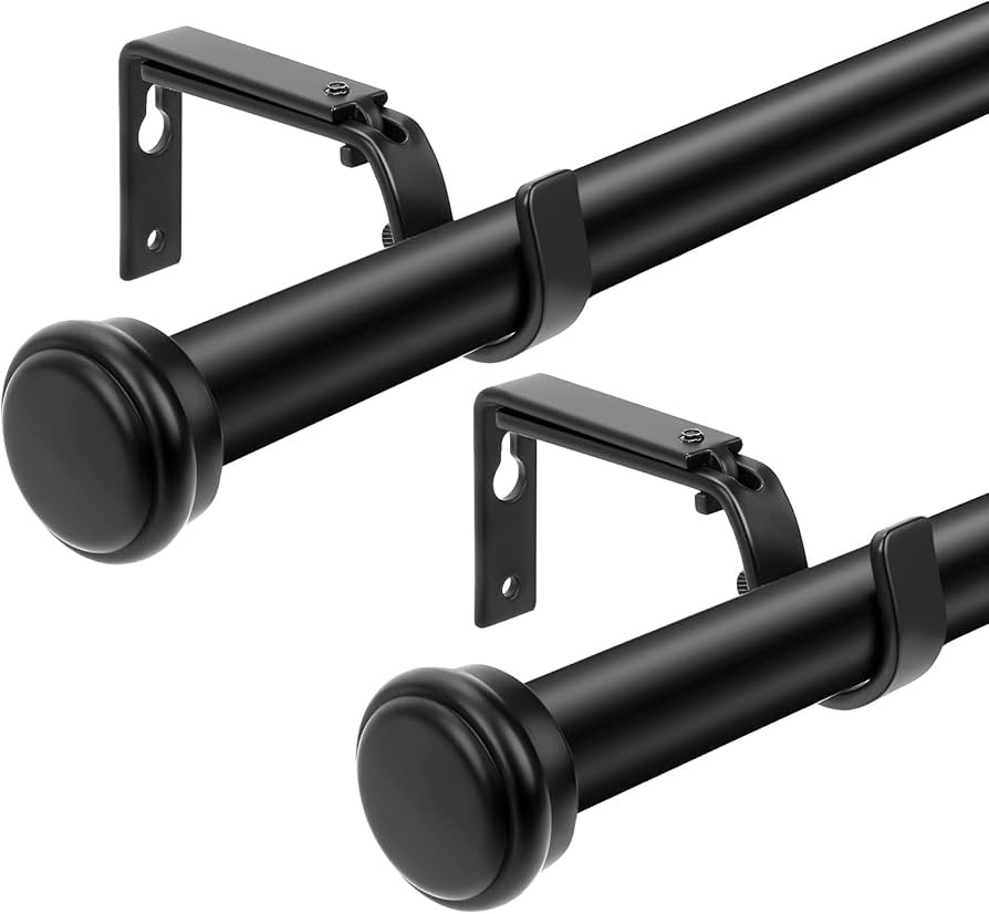 Black Curtain Rods 2 Pack,Curtain Rods for Windows 28 to 48 inch(2.3-4ft), 1'' Diameter Decorativ... | Amazon (US)