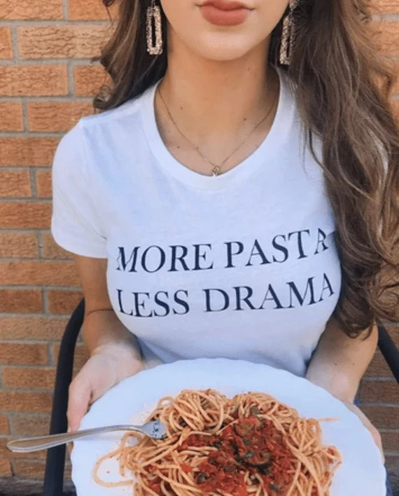More Pasta Less Drama T-Shirt | Gift for Italian Pasta Lover | Foodie Food Lovers | Unisex T-Shir... | Etsy (US)