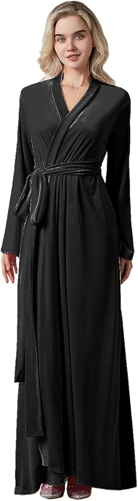 Sixsoon Velvet Robes for Women Long V-Neck Bridal Robe for Wedding Day Long Sleeve Sleepwear Bath... | Amazon (US)