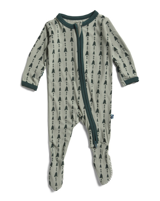 Infants Trees Print Footie With Two-way Zipper | TJ Maxx