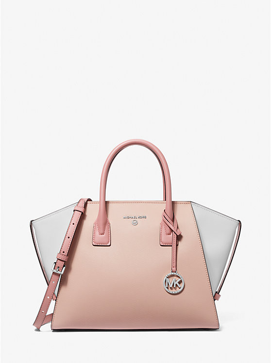 Avril Large Color-Block Pebbled Leather Top-Zip Satchel | Michael Kors US