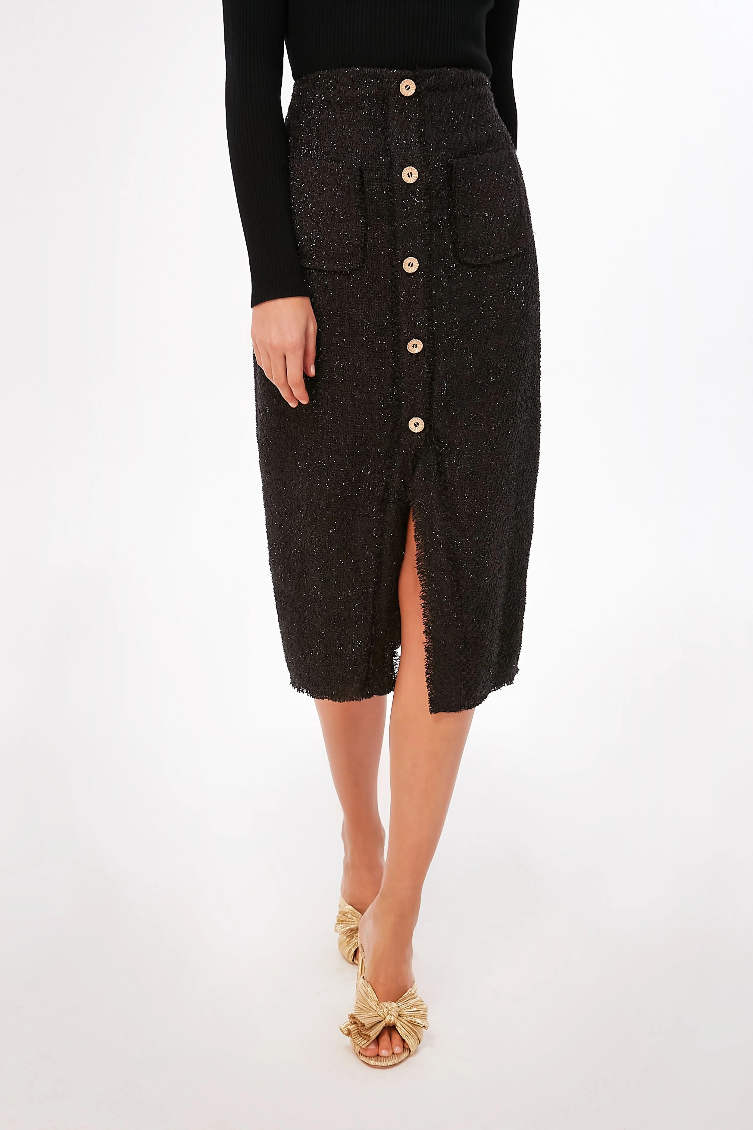 Black Tweed Laurelle Midi Skirt | Tuckernuck (US)