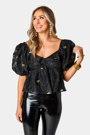 BuddyLove | Blakely Peplum Short Sleeve Top | Koi | BuddyLove