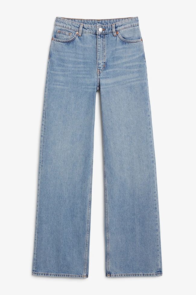 Yoko high waist wide mid blue jeans tall | Monki