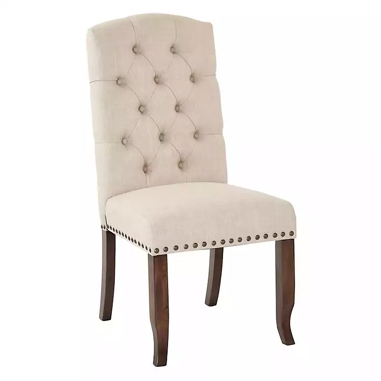 Ivory Upholstered Nailhead Trim Dining Chair | Kirkland's Home