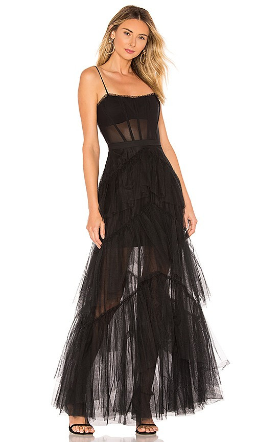 BCBGMAXAZRIA Corset Tulle Gown in Black. - size 10 (also in 0, 2, 8) | Revolve Clothing (Global)