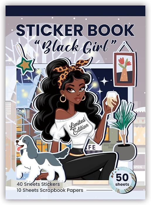 Black Girl Sticker Book, 50 Sheets 480 Pcs Journaling Scrapbooking Stickers for Journaling Scrapb... | Amazon (US)