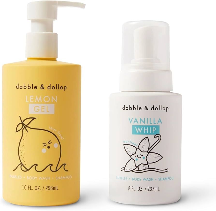 Dabble & Dollop Lemon + Vanilla Body Wash & Shampoo - 3 in 1 Natural Bubble Bath for Kids, USA-Ma... | Amazon (US)