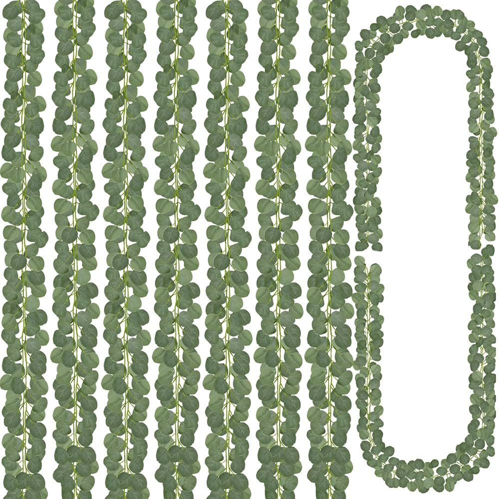 CQURE 48 Pack Artificial Eucalyptus Garland Faux Greenery Garland Eucalyptus Leaves Vines Table R... | Amazon (US)