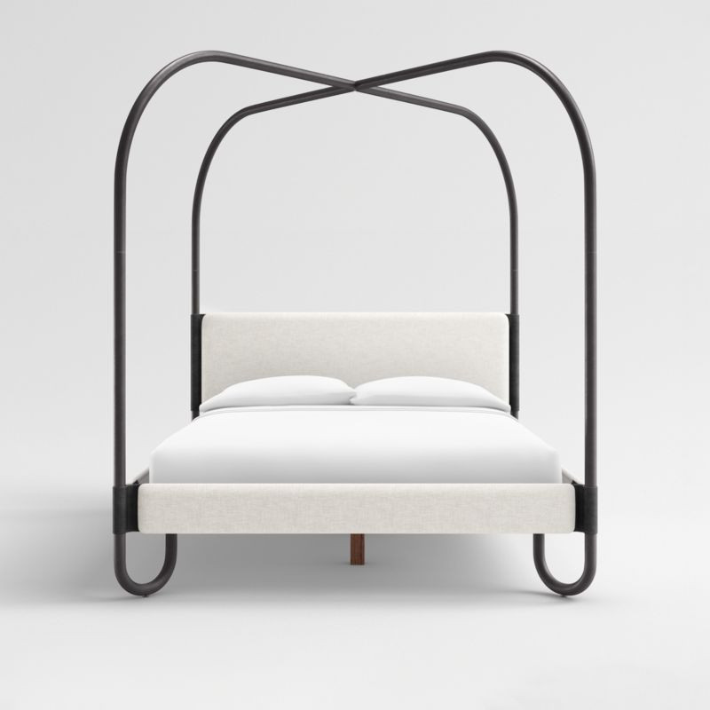 Gracia Queen Dark Pewter Upholstered Canopy Bed + Reviews | Crate & Barrel | Crate & Barrel