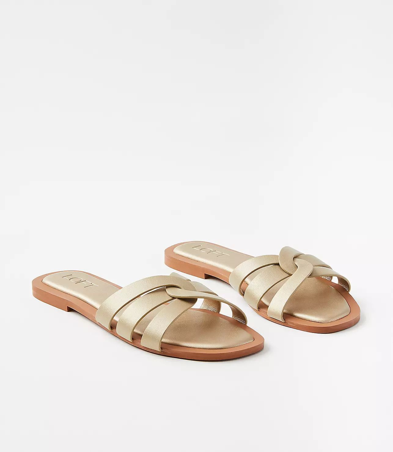 Strappy Leather Slide Sandals | LOFT