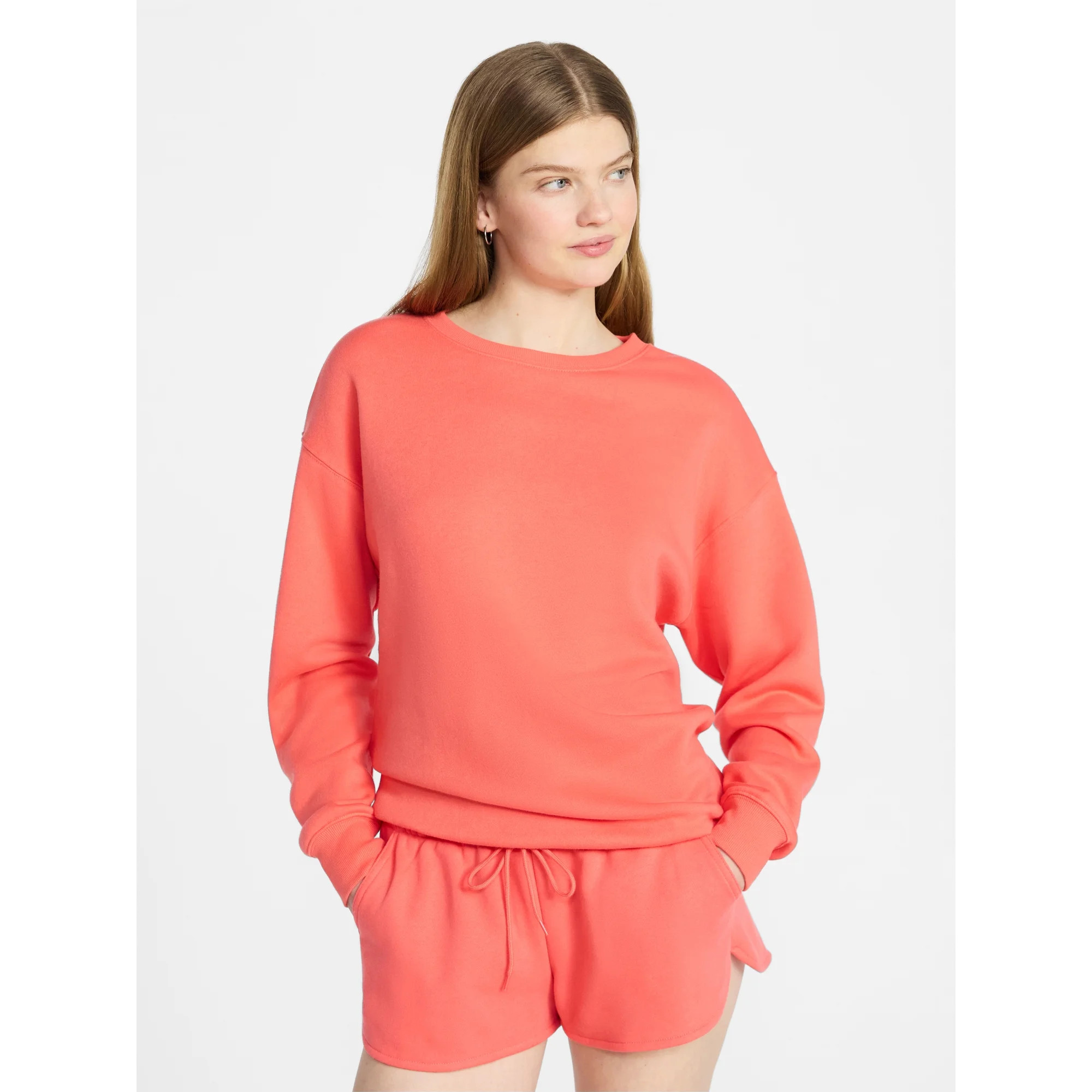 No Boundaries Oversized Fleece Sweatshirt with Long Sleeves, Women's XXS-4X | Walmart (US)