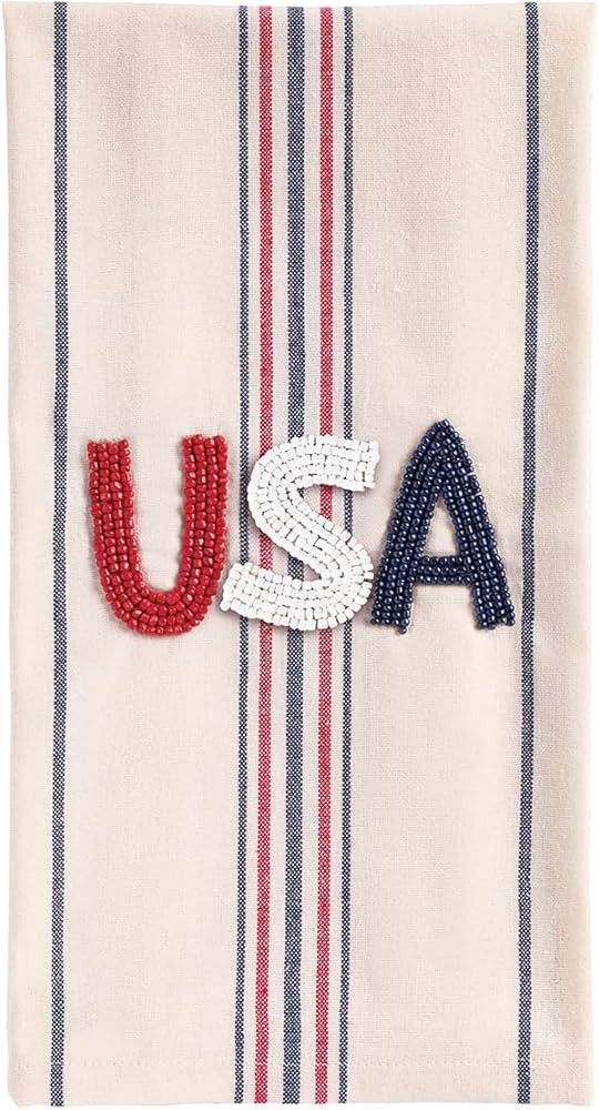 Mud Pie White USA Beaded Americana Towel | Amazon (US)